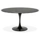 Table à manger design 'SHADOW' ronde noire en verre effet marbre - Ø 140 CM
