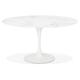 Table à manger design 'SHADOW' ronde blanche en verre effet marbre - Ø 140 CM