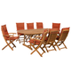Gartenmöbel Set Hellbraun Rot Akazienholz Textil 8-Sitzer inkl. Auflagen Terrasse Outdoor Modern Landhaus