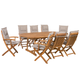 Gartenmöbel Set aus Akazienholz in Hellbraun 8-Sitzer Auflagen Grau-Beige Gartenzubehör Zeitloses klassisches Design