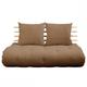 Canapé lit futon SHIN SANO mocca et pin massif couchage 140*200 cm.