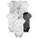 Simple Joys by Carter's Unisex-Baby 6-pack Short-sleeve Bodysuit Body, Schwarz/2x Weiß/3x Grau verschiedene Motive, 18 Monate
