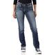 Silver Jeans Co. Damen Suki Curvy Fit Mid Rise Straight Leg Jeans, Vintage Dark Wash mit Lurex-Stich, 29W x 30L