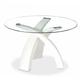 WENDY - Table à manger ronde en verre avec piétement blanc
