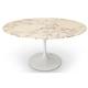 Table ronde de repas design TULIPE plateau en marbre gris beige 120 cm.