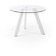Table de salle à manger Carib ronde Ø 110 avec plateau en verre et pieds en acier chromé blanc