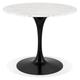 Table à dîner ronde 'URSUS' en pierre blanche effet marbre et métal noir - Ø 90 cm