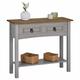 Table console RAMON table d'appoint rectangulaire en pin massif gris et brun avec 2 tiroirs, meuble