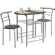 [en.casa] - Set de salle à manger table avec 2 chaises set de bistro noir et argent 80 x 53 x 74,5