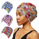 Turban à imprimés africains multicolore pour femmes, foulard pour tête ronde, forme de bandana pour