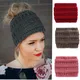 Bonnet tricoté à queue de cheval pour femme casquette chaude et décontractée couleur unie
