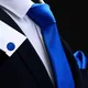 RBOCOTT – ensemble de boutons de manchette pour hommes cravate rouge solide cravate unie poche
