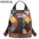 WESTAL – sac à dos en cuir véritable pour femmes sacs à main et voyage Patchwork pour l'école