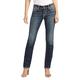 Silver Jeans Co. Damen Suki Curvy Fit Mid Rise Straight Leg Jeans, Vintage Dark Wash mit Lurex-Stich, 33W x 36L