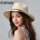 FURTALK – chapeau de paille d'été pour femmes, Panama, chapeau de plage, seau, chapeaux de soleil,
