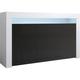 Design Ameublement - Buffet Bahut 3 portes avec LED | 155 x 91,5 x 37cm | Couleur Blanc et Noir