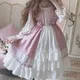 QWEEK – robe de demoiselle d'honneur Lolita rose gothique pour filles, avec manches bouffantes et