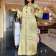 Robe d'été Maxi à manches longues pour femmes africaines, riche Bazin jaune imprimé, Vintage,
