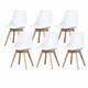 Clara - Lot de 6 chaises scandinave - Blanc - pieds en bois massif design salle à manger salon
