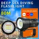 Torche de plongée sous-marine Super brillante à 80 m, lumière supplémentaire blanche, bleue et rouge