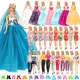 Barbie – accessoires de poupée, 25 articles = 3 robes de soirée à longue queue + 10 Mini robes de