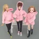 Manteau de Barbie en forme de sweat rose vêtement de poupée tenue avec un pantalon en cuir et