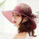 Chapeaux de soleil de couleur unie pour femmes, chapeau de plage large Birm Panama, casquette de
