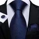 DiBanGu – cravate unie bleu marine pour hommes, 100% soie, boutons de manchette Hanky, cravate de