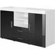 Design Ameublement - Buffet Bahut 2 portes 2 tiroirs | 140 x 80 x 40 cm | Couleur Blanc et Noir