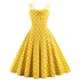 Robe à pois Vintage jaune des années 1950 grande taille 4xl tunique d'été élégante à bretelles Pin