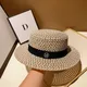 Fedora – chapeau de plage en paille pour femmes chapeau de soleil rond plat lettre M Panama
