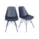 2 chaises design - pieds métal bleu