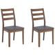 Lot de 2 chaises de salle à manger en bois d'hévéa gris
