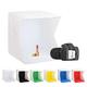 Fotostudio-Box mit LED-Licht, 22,9 x 22,9 x 24,1 cm, tragbares Foto-Shooting-Zelt mit 2 x 20 LED-Lichtern + 6 Arten farbiger Hintergründe für kleine Produkte (schwarz, weiß, grün, rot, orange, blau)