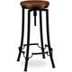 Tabouret de Bar, Design industriel, pivotant, Chaise haute ronde, Hauteur 77,5 cm max. fer bois,