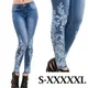 Jean brodé extensible pour Femme jean fleur élastique Femme Pantalon en jean Slim motif jean