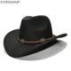 Chapeau de Cowboy Vintage en feutre de laine, 57cm, pour homme et femme