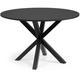 Kave Home - Table ronde Full Argo Ø 119 cm en MDF laqué noir pieds en acier finition noire