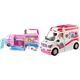 Barbie FBR34 - Super Abenteuer Camper, Puppen Camping Wohnwagen mit Zubehör & FRM19 - 2-in-1 Krankenwagen, aufklappbares Fahrzeug mit Licht und Geräuschen, Puppen Spielset mit Zubehör