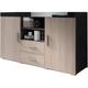 Design Ameublement - Buffet Bahut 2 portes 2 tiroirs | 140 x 80 x 40 cm | Couleur Noir Brillant et