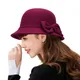 Fedoras – chapeau en laine pour femmes élégant Vintage nœud papillon dôme feutre église de