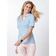 Walbusch Damen Polo-Hemd Extraglatt Pima-Cotton normale Größen Hellblau gestreift Easycare