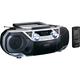 SCD-120SI - XXL Boombox CD/MP3/Kassetten-Player mit FM-Radio, Bluetooth, USB, AUX und Kopfhöreranschluss, silber schwarz/silber