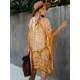 Fitshinling – Kimono de plage jaune fleuri ethnique Vintage surdimensionné Cover-Up pour les