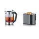 SEVERIN Digital Glas-Tee-/Wasserkocher, Mit Temperaturregler, Für 1,7 L Wasser/1,5 L Tee, ca. 2.200 W & AT 9541 Automatik-Toaster (800 W, Brötchen-Röstaufsatz, 2 Röstkammern) metallic grau/schwarz