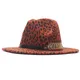 Chapeau Panama imprimé léopard pour femme, en feutre, élégant, Vintage, à large bord, casquette