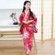 Peignoir Kimono japonais rouge pour enfants filles, vêtements de Performance Yukata avec Costume de