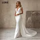 LORIE – robe de mariée sirène, élégante, avec nœud de Train amovible, blanche, ivoire, style Boho,