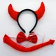 Bandeau corne de démon rouge et noir en peluche pour adultes et enfants bandeau oreilles d'animaux