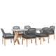 Gartenmöbel Set Tisch mit 6 Geflecht-Stühlen Schwarz Beton Akazienholz-Gestell rustiklaler Look Gartenmöbel Garten und Terrasse